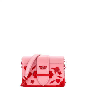 Prada Pink and Red Embellished Leather Shoulder Bag